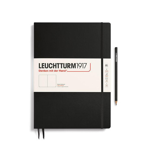 Leuchtturm 1917 Leuchtturm Hardcover Notebook, Black, Master Slim (A4+), 123 p., plain