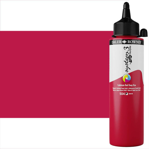 Daler-Rowney System 3 Fluid Acrylic, 29.5mL, Cadmium Red Deep Hue 