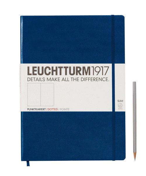 Leuchtturm 1917 Hardcover Notebook Navy, Master Slim (A4+), 123 p., plain (416117) 