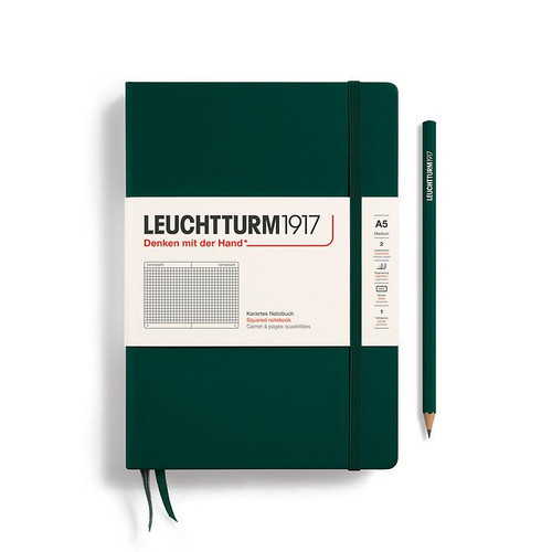 Leuchtturm 1917 Leuchtturm Hardcover Notebook, Forest Green, Medium (A5), 251 p., squared 
