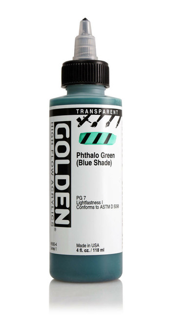 Golden Artist Colors High Flow Transparent Phthalo Green Blue Shade 4oz