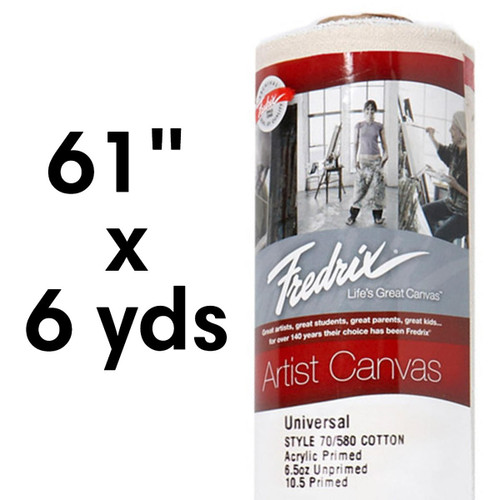  Fredrix Artist Series UNIVERSAL Canvas Roll, 10.5oz Primed, 61" x 6yds 