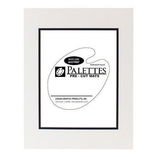 Logan Graphic Products, Inc. Palette Pre-Cut Mat - 8" x 10" with 4.5" x 6.5" Window Seashell Smooth Black 