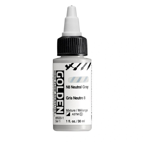 Golden Artist Colors High Flow N8 Neutral Grey 1oz