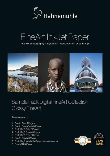  Hahnemuhle Inkjet Paper, Sample Pack, Glossy FineArt, 8.5"x11", 16/pk 