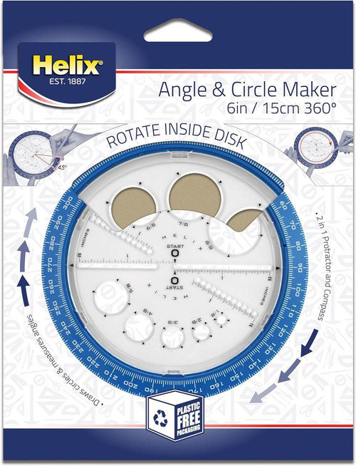 helix Helix Angle & Circle Maker, 2-in-1 Protractor & Compass helix Helix Angle & Circle Maker, 2-in-1 Protractor & Compass