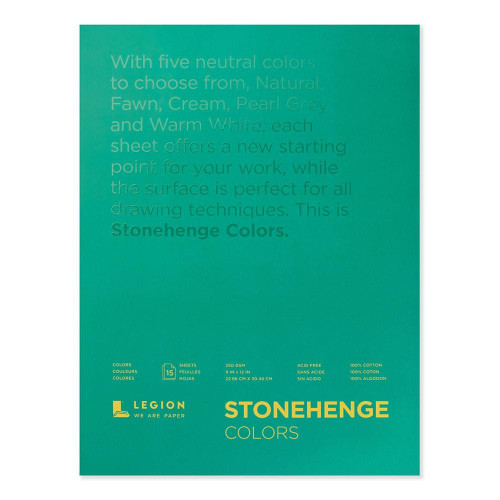Legion Paper Corp Legion Paper Stonehenge Mulit-Colored Paper Pad 9" x 12" 15 Sheets/Pad