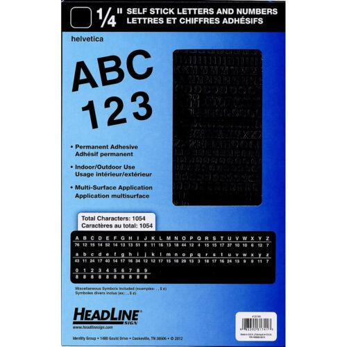 MACPHERSON'S Stick on Vinyl Letters and numbers - Helvetica - 1/4" - Black 