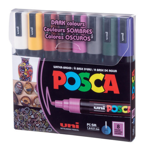 posca POSCA Paint Marker Set - 8-Color PC-5M Medium Dark Colour Set