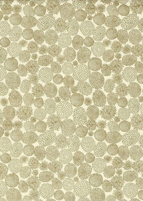 Japanese Paper Place Decorative Paper, Chiyogami Ivory/Gold Flowers - 24x36 
