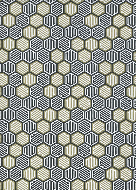 Japanese Paper Place Decorative Paper, Chiyogami Black/Gold Hexagons - 24x36 