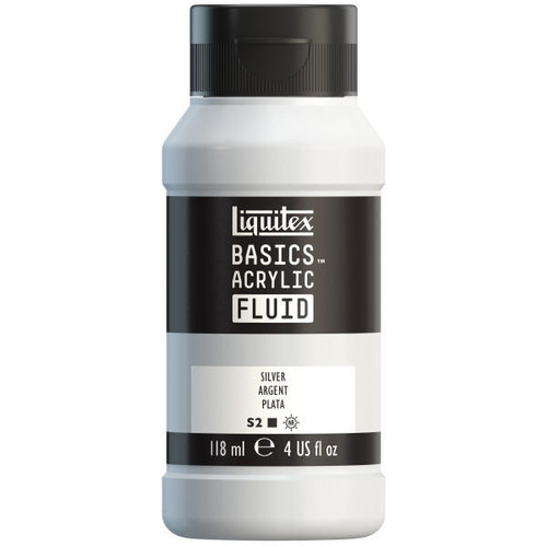  Liquitex - Basics Acrylic Fluid - 118ml Bottle -  Silver 