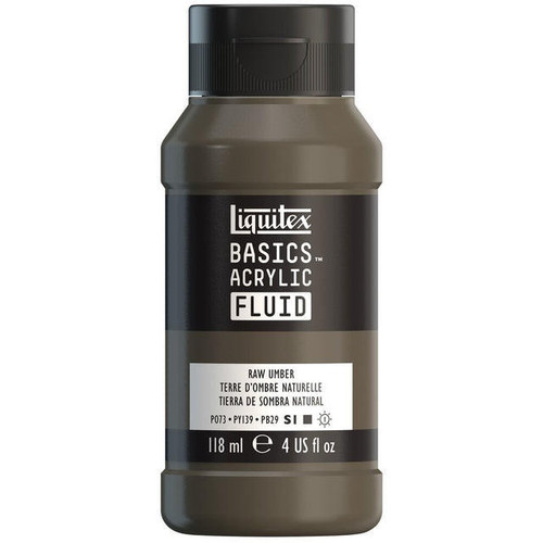  Liquitex - Basics Acrylic Fluid - 118ml Bottle -  Raw Umber 