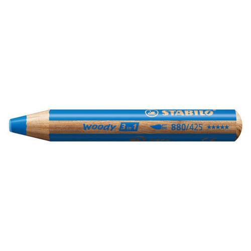  Stabilo, Woody 3-in-1 (Colored Pencil, Wax Crayon, & Watercolor), Blue 