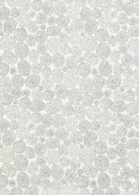 Japanese Paper Place Decorative Paper, Chiyogami Silver Puffs on White - 24x36 