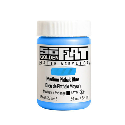 Golden Artists Colors SoFlat Matte Acrylic - 2oz Jar - Medium Phthalo blue
