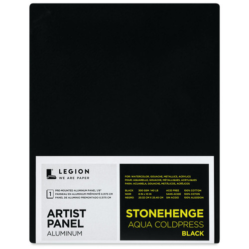 Legion Paper Corp Stonehenge Aqua Coldpress Black Aluminum Artist Panel, 6"x6" 