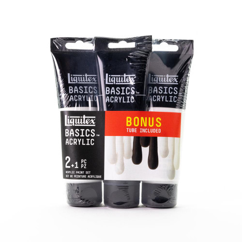  Liquitex BASICS Acrylic - Titanium White & Mars Black Triple Pack 