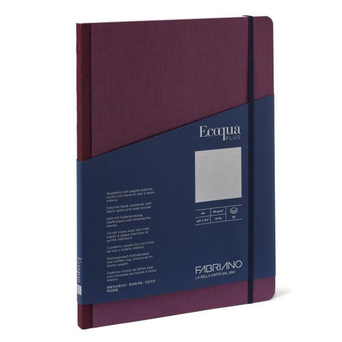 Fabriano Ecoqua Plus Fabric-Bound Notebooks, 8.3" x 11.7" - Blank, Wine