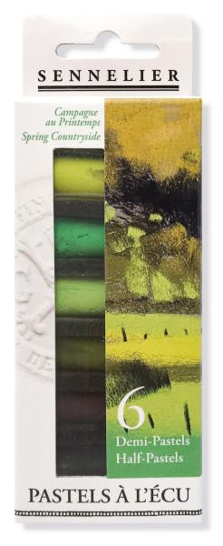 MACPHERSON'S Sennelier Extra-Soft Half-Pastel 6-Stick Set, 1-1/4" x 1/2", Spring
