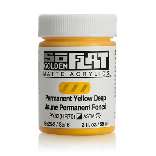 Golden SoFlat Matte Acrylic, Permanent Yellow Deep, 2oz Jar