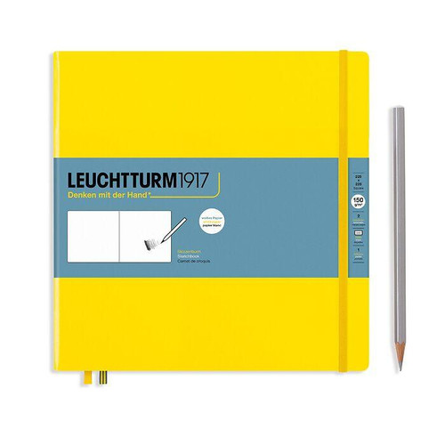 Leuchtturm 1917 Leuchtturm Hardcover Square Sketchbook, Lemon, (8.85" Square) 112 pages, 150g/m paper, plain 