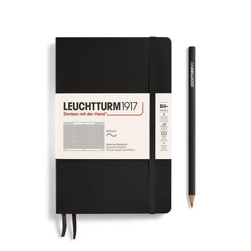 Leuchtturm 1917 Leuchtturm Softcover Paperback (B6+) Notebook, Black, 123 p., squared