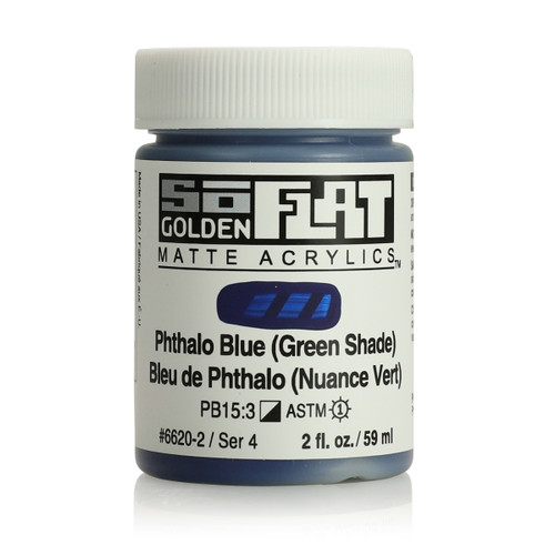 Golden SoFlat Matte Acrylic, Phthalo Blue Green Shade, 2oz Jar