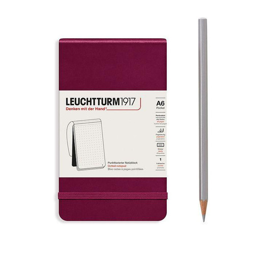 Leuchtturm 1917 Leuchtturm Hardcover Pocket Notepad (A6), Port Red, 184 p., dotted