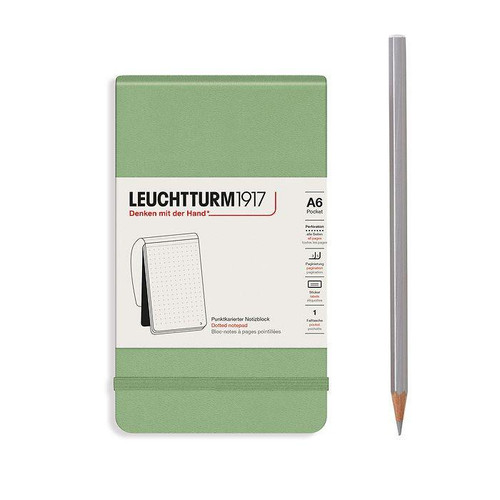 Leuchtturm 1917 Leuchtturm Hardcover Pocket Notepad (A6), Sage, 184 p., dotted