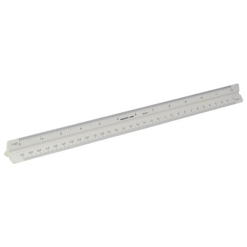 Pacific Arc, Inc. Pacific Arc Architectural Scale Ruler, Metric Scale, Triangular, Plastic, 12" 