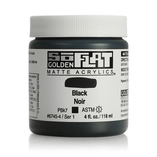 Golden SoFlat Matte Acrylic, Black, 4oz Jar