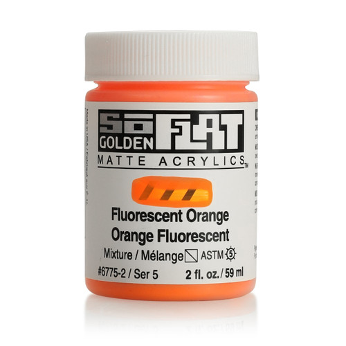 Golden SoFlat Matte Acrylic, Fluorescent Orange, 2oz Jar