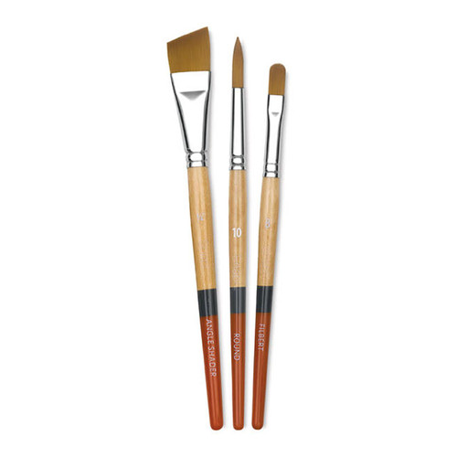 Princeton Artist Brush Company Princeton Brush Snap! Series 9650, Short Handle, Gold Taklon, Set #1  Princeton Artist Brush Company Princeton Brush Snap! Series 9650, Short Handle, Gold Taklon, Set #1