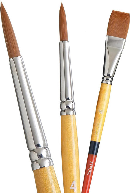 Princeton Artist Brush Company Princeton Brush Snap! Series 9650, Short Handle, Gold Taklon, Set #2  Princeton Artist Brush Company Princeton Brush Snap! Series 9650, Short Handle, Gold Taklon, Set #2