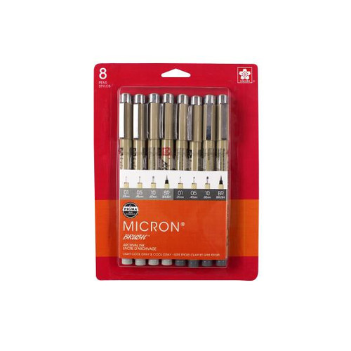 Sakura Miron Pen Grays Set, Light Cool Gray & Cool Gray, Set of 8