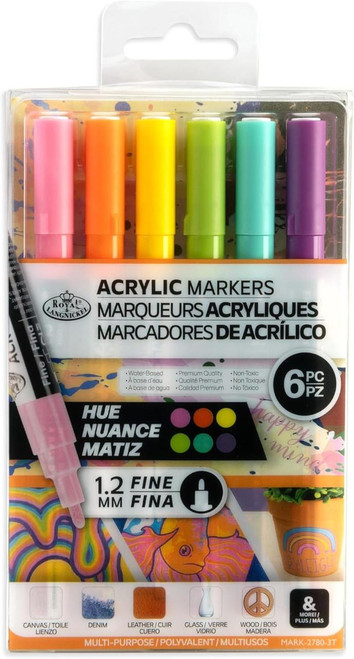 Royal Brush Royal & Langnickel Acrylic Marker Set, Fashion Colors, Fine-Tip, 6/pk 