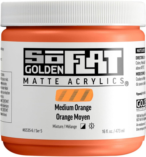 Golden Artist Colors Golden SoFlat Matte Acrylic, 16oz Jar, Medium Orange