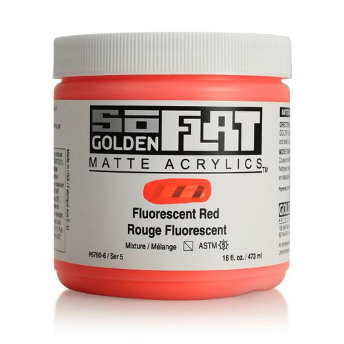 Golden Artist Colors Golden SoFlat Matte Acrylic, 16oz Jar, Fluorescent Red