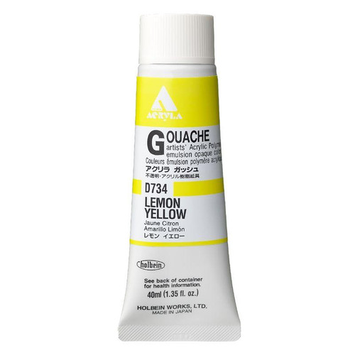Holbein, Inc. Holbein Acrylic Gouache, 40ml Tube, Lemon Yellow