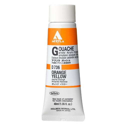 Holbein, Inc. Holbein Acrylic Gouache, 40ml Tube, Orange Yellow