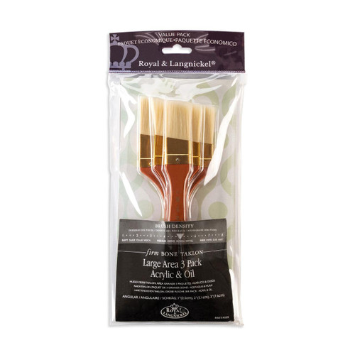Royal Brush Royal & Langnickel Large Area Angular Brush Set, Bone Taklon, 3/pk 