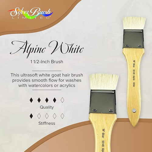 Silver Brush 5514S Alpine White, White Goat Hair Blender, 1.5"
