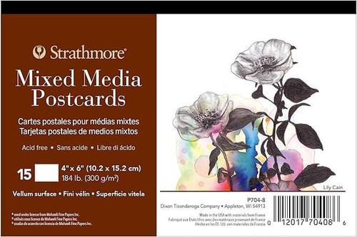 Strathmore Artist Papers Strathmore 400 Series Mixed Media Postcards, Vellum Surface, 4" x 6", 15,pk 