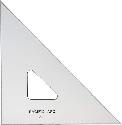  Pacific Arc Acrylic Triangle with Inking Edge, 8" 45/90  , 8" 