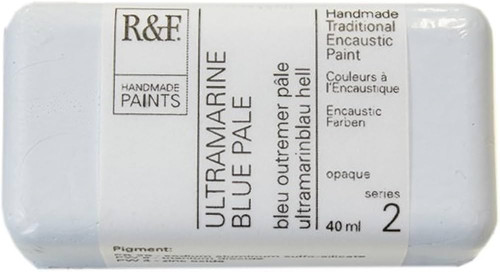  R&F Handmade Paints, Encaustic Paint Cake, 40ml Cakes, Ultramarine Blue Pale 