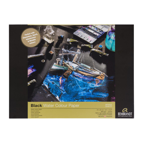 Royal Talens Rembrandt Black Watercolor Paper Block 9.4"x12.6" 