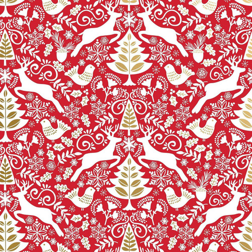  Jillson & Roberts Jumbo Wrapping Paper Roll, Red Scandanavian 
