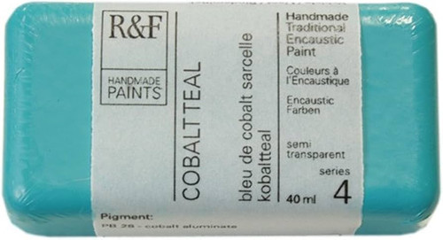 R&F Handmade Paints, Encaustic Paint Cake, 40ml Cakes, Cobalt Teal 