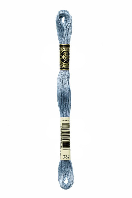  DMC Embroidery Floss, 932 Antique Blue Light 